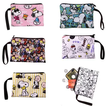 Чантата Kawaii Snoopys, Косметичка с сладък кученце, Чанта за багаж с цип за анимационни момичета, Аниме, Дебелина на платното, молив случай за моливи, Играчки, подаръци