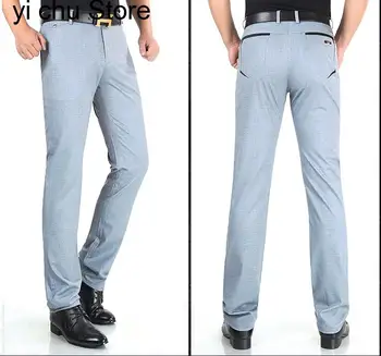 Нови стрейчевые вечерни панталони за мъже, летни директни класически мъжки панталони Total Freedom, спокойна класически, намаляване, с плоска предна част.